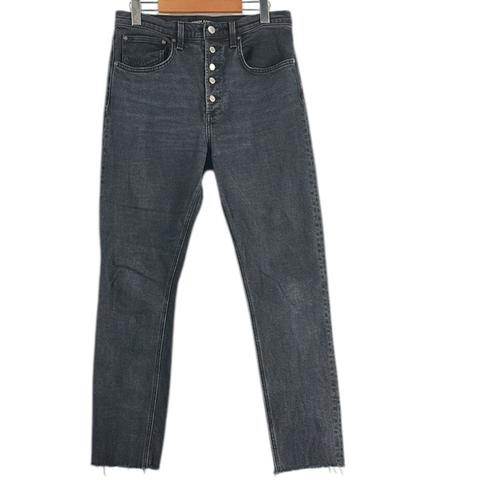 Aritzia Denim Forum jeans yoko highrise slim button fly frayed hem sz 30